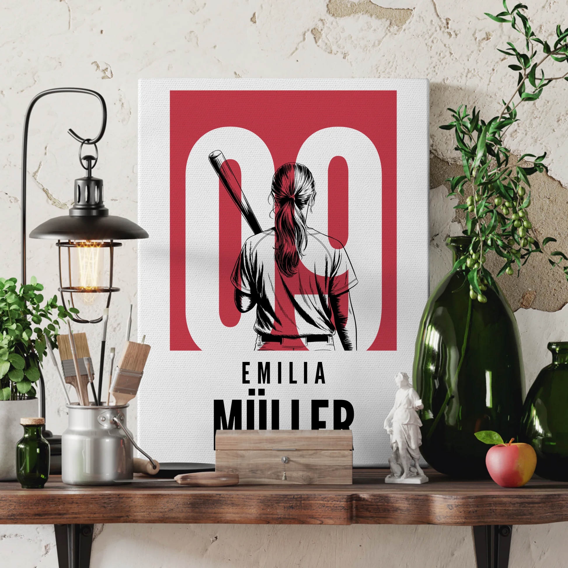 Personalisierte Leinwand Baseball Baseballspielerin Geschenk für Tocher Mama Tante Freundin 3