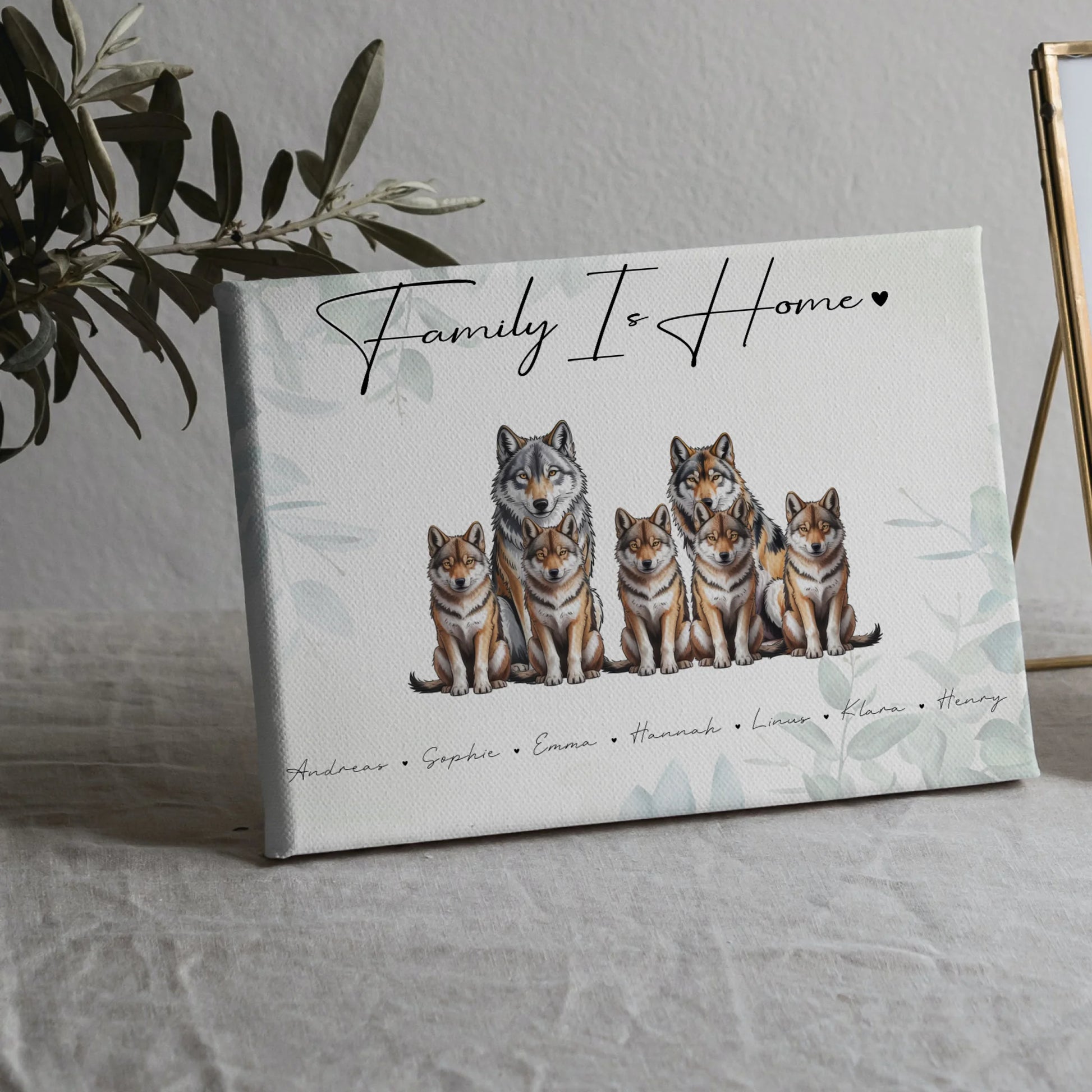 Leinwand Familienbild Personalisiert Wolf Familienporträt Geschenk für Papa Mama Oma Opa 5