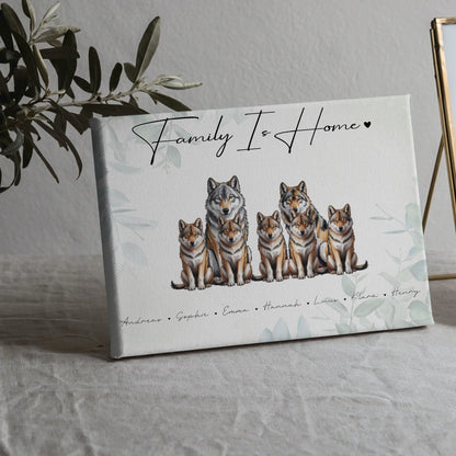 Leinwand Familienbild Personalisiert Wolf Familienporträt Geschenk für Papa Mama Oma Opa 5