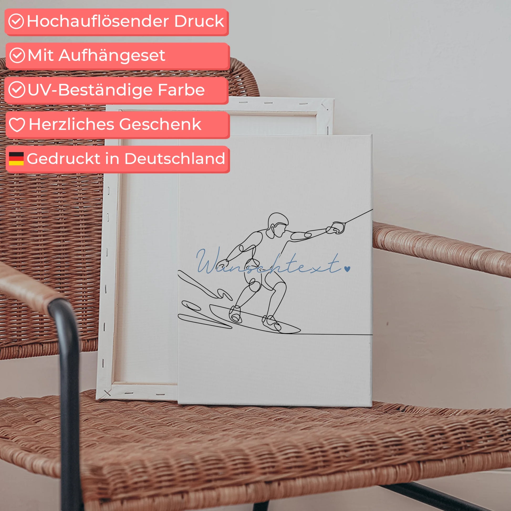 Personalisierte Leinwand Lineart Wakeboarden Geschenk Sohn & Bruder 5