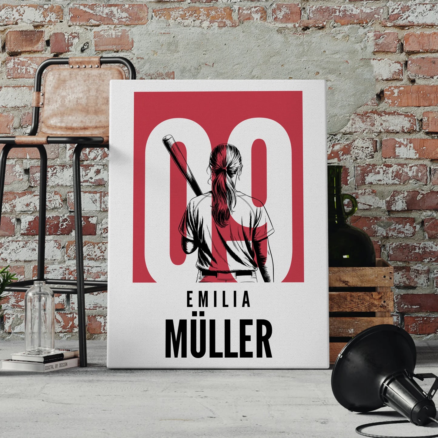 Personalisierte Leinwand Baseball Baseballspielerin Geschenk für Tocher Mama Tante Freundin 4