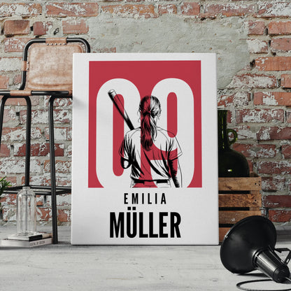 Personalisierte Leinwand Baseball Baseballspielerin Geschenk für Tocher Mama Tante Freundin 4