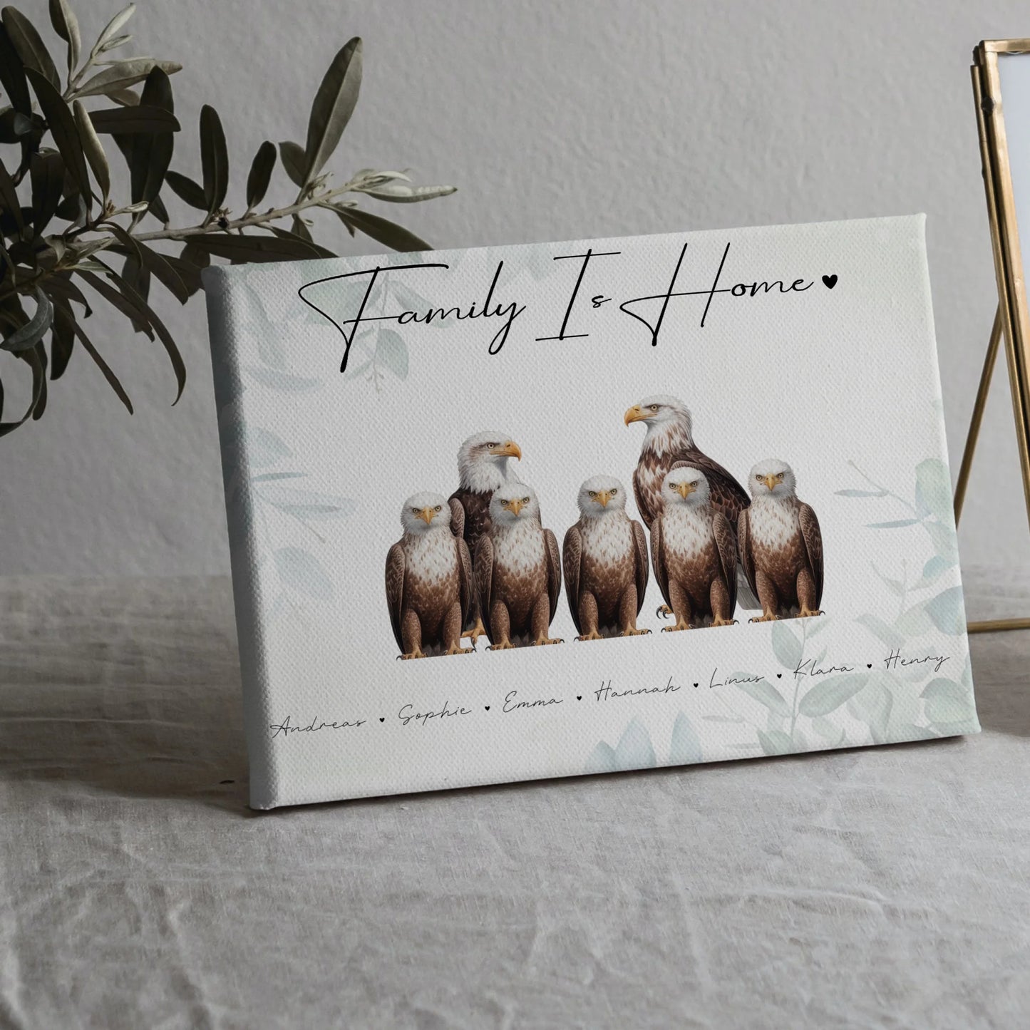 Leinwand Familie Personalisiert Adler Familienporträt Geschenk für Papa Mama Oma Opa 5