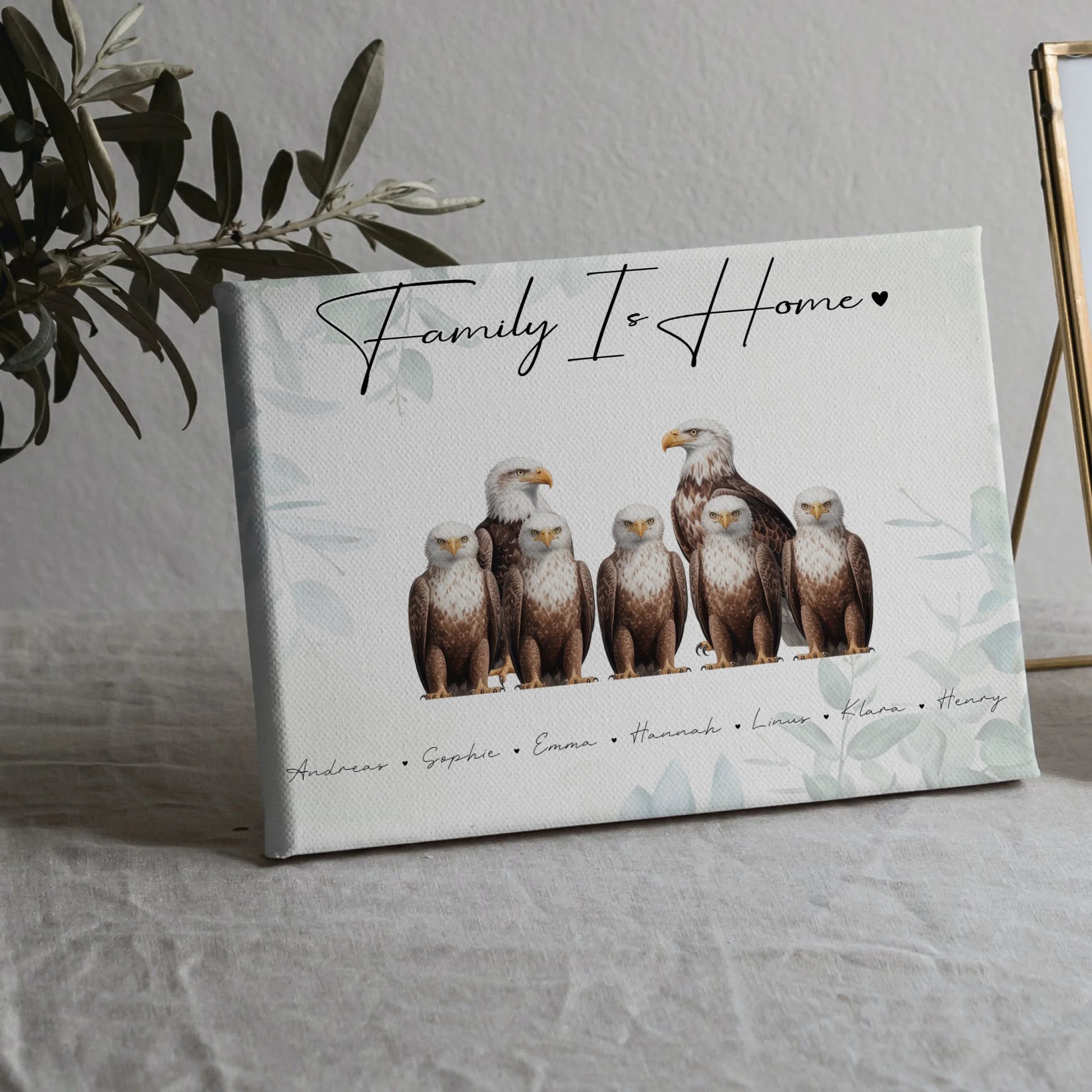 Leinwand Familie Personalisiert Adler Familienporträt Geschenk für Papa Mama Oma Opa 5