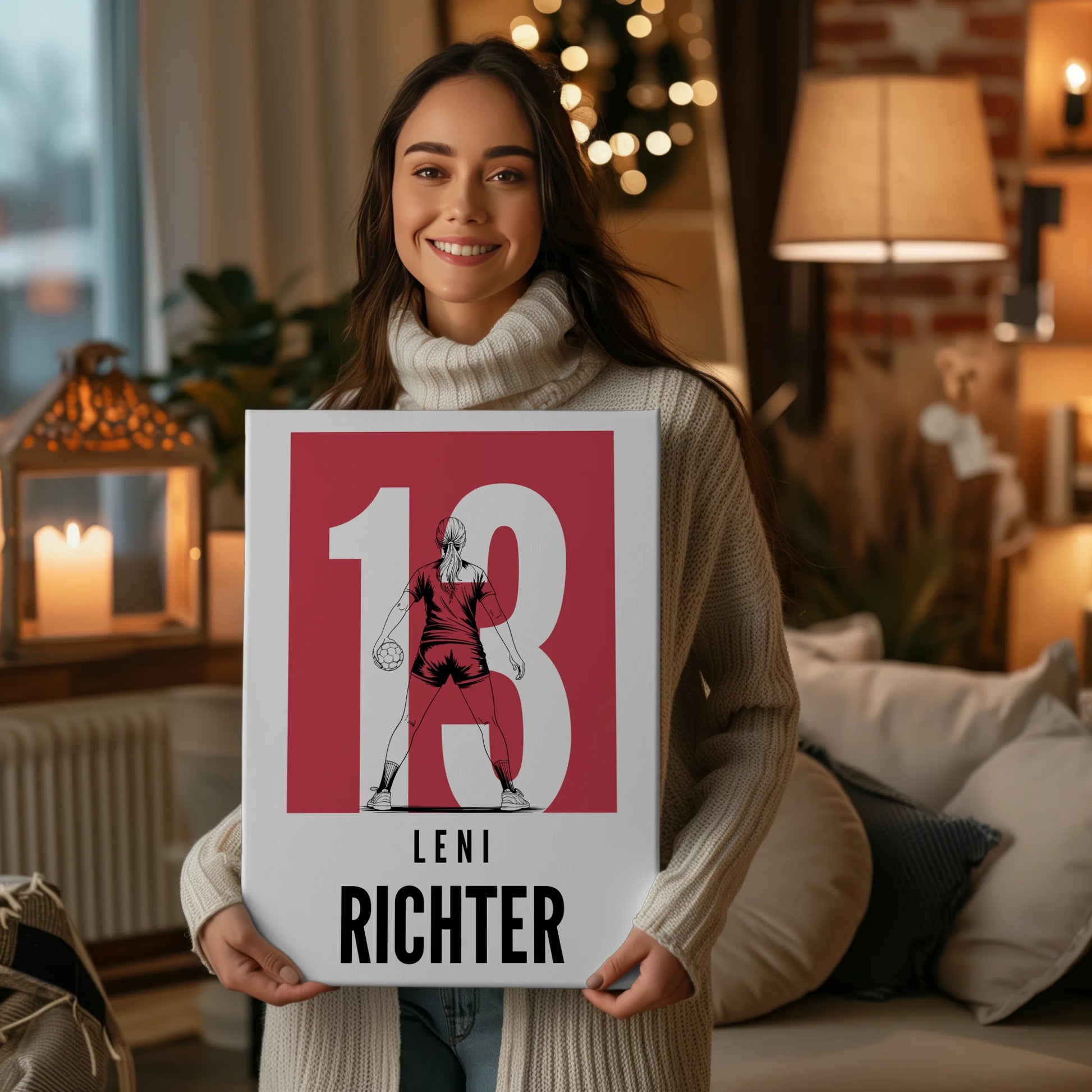 Personalisierte Leinwand Handball Handballerin Geschenk für Mädchen Turnier Urkunde 2