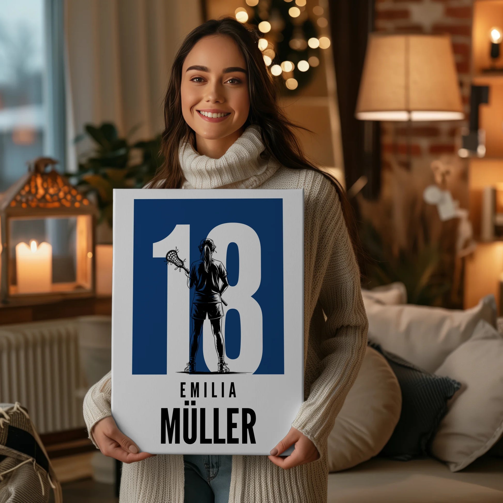Sport Leinwand Lacrosse Lacrossespielerin Geschenk für Tocher Freundin 2