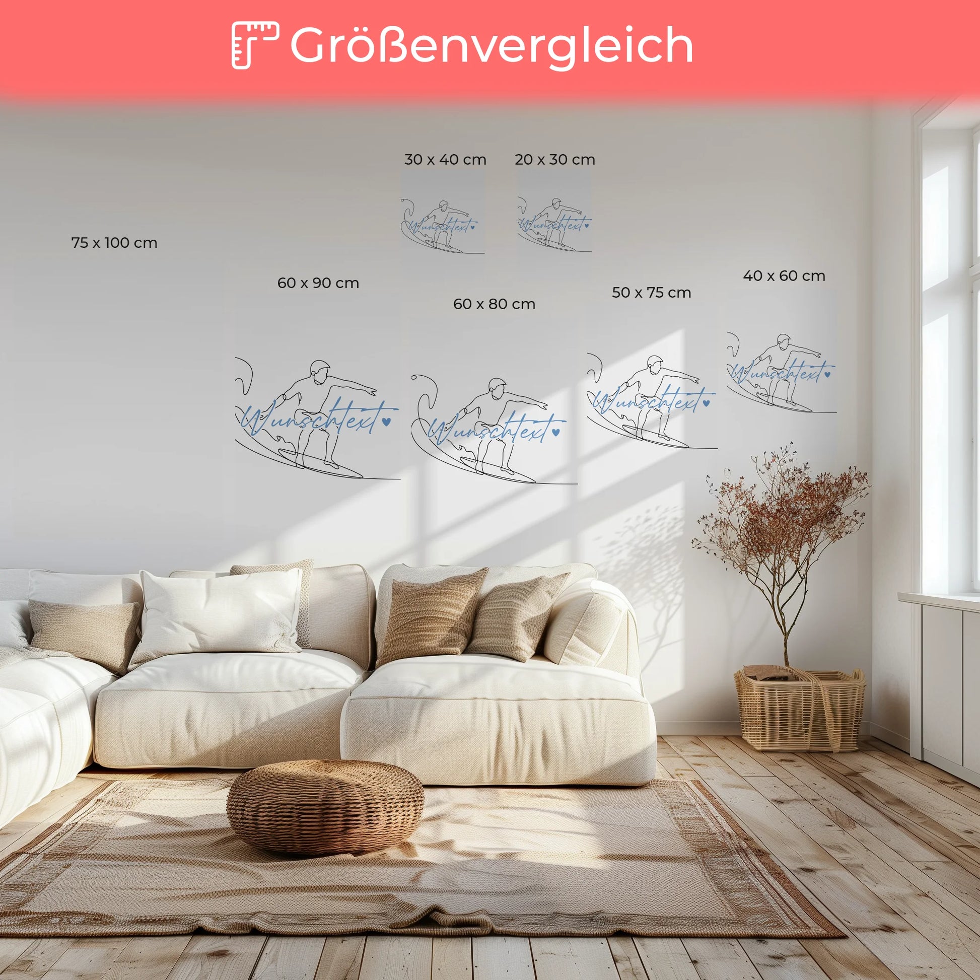 Personalisierte Leinwand Lineart Wellenreiten Geschenk Sohn & Bruder 6