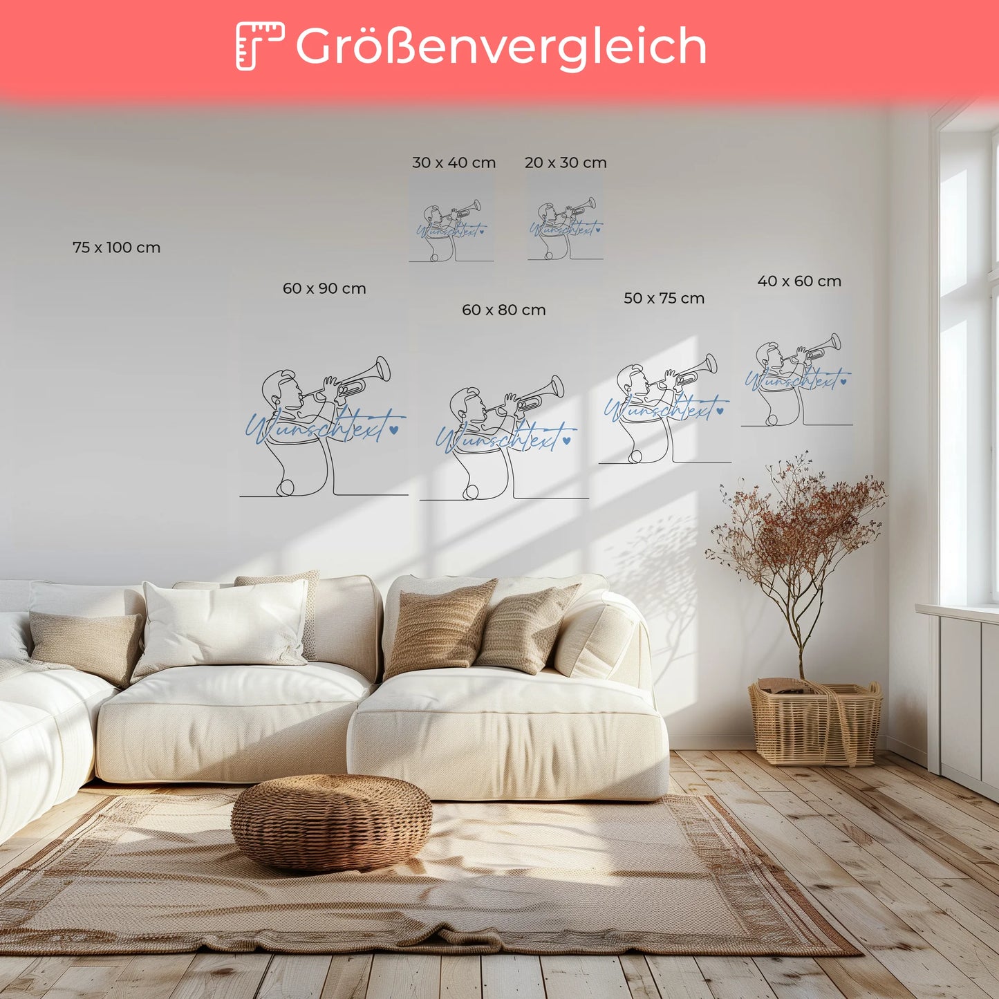 Personalisierte Leinwand Lineart Trompete Geschenk Sohn & Bruder 6