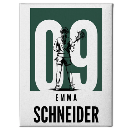 Personalisierte Leinwand Lacrosse Lacrossespielerin Geschenk für Mädchen Turnier 1