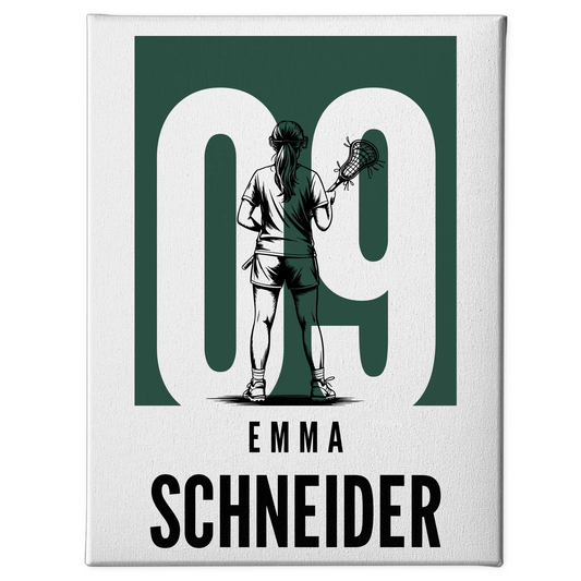 Personalisierte Leinwand Lacrosse Lacrossespielerin Geschenk für Mädchen Turnier 1