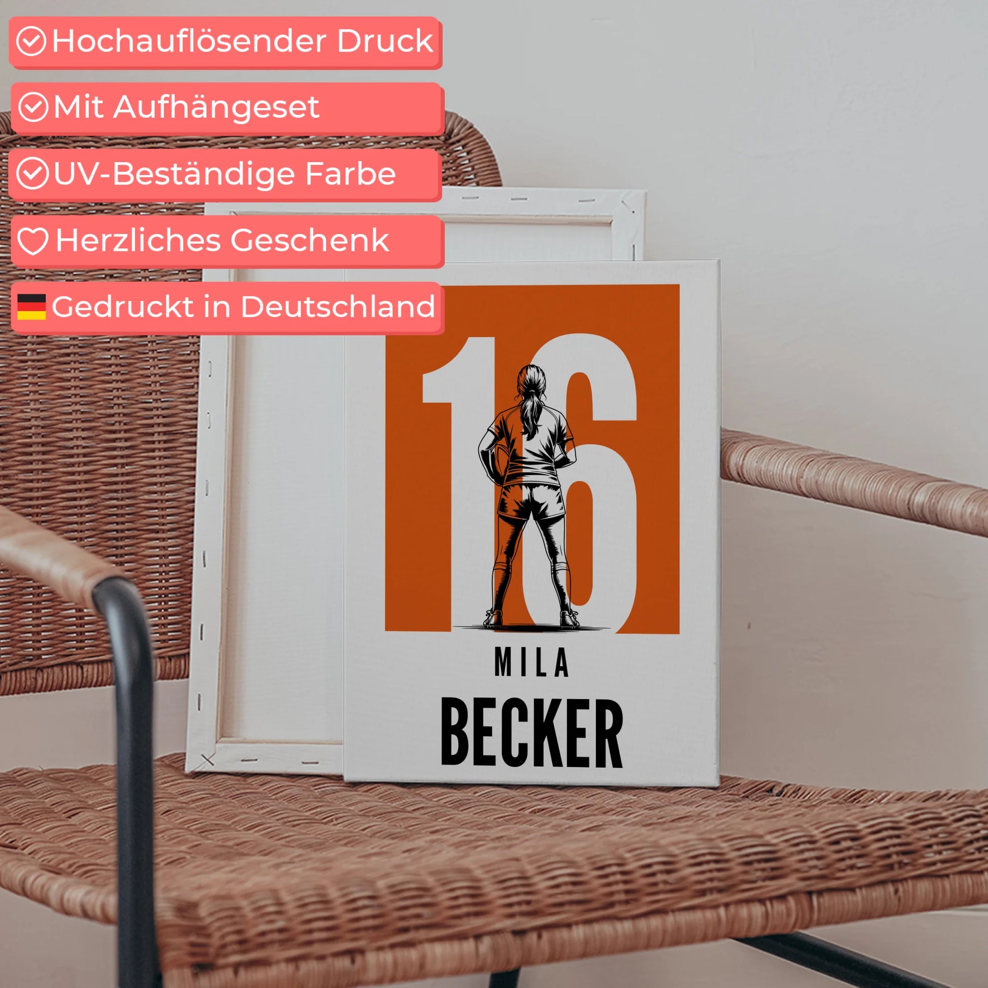 Sport Leinwand Rugby Rugbyspielerin Geschenk für Mädchen Turnier Urkunde 5