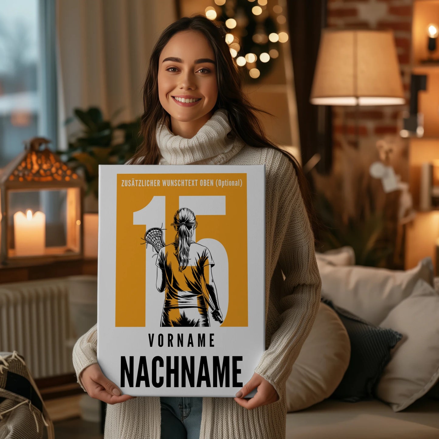 Leinwand Personalisiert Lacrosse Lacrossespielerin Geschenk für Tocher Mama Tante Freundin 2