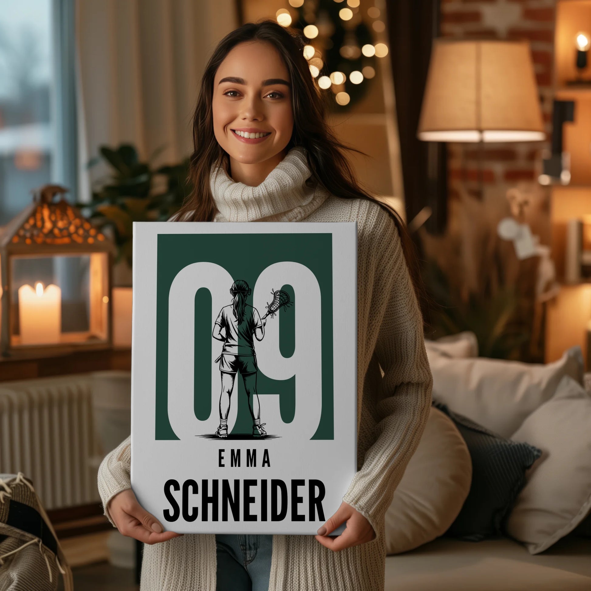 Personalisierte Leinwand Lacrosse Lacrossespielerin Geschenk für Mädchen Turnier 2