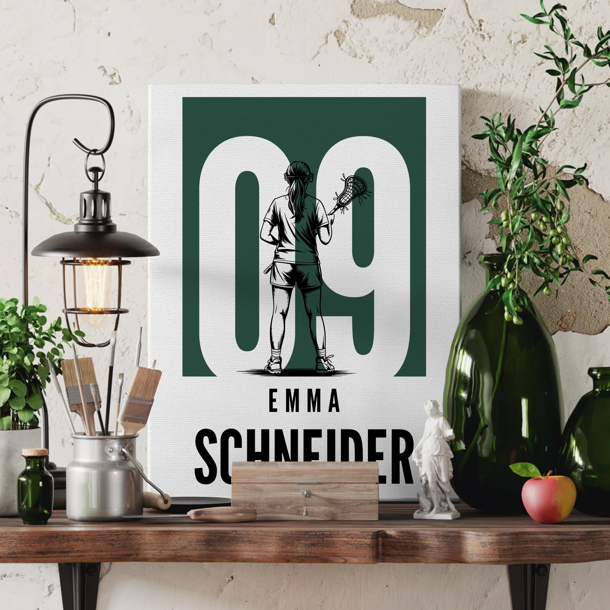 Personalisierte Leinwand Lacrosse Lacrossespielerin Geschenk für Mädchen Turnier 3