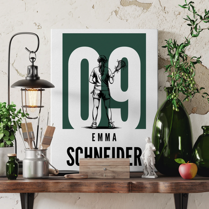 Personalisierte Leinwand Lacrosse Lacrossespielerin Geschenk für Mädchen Turnier 3