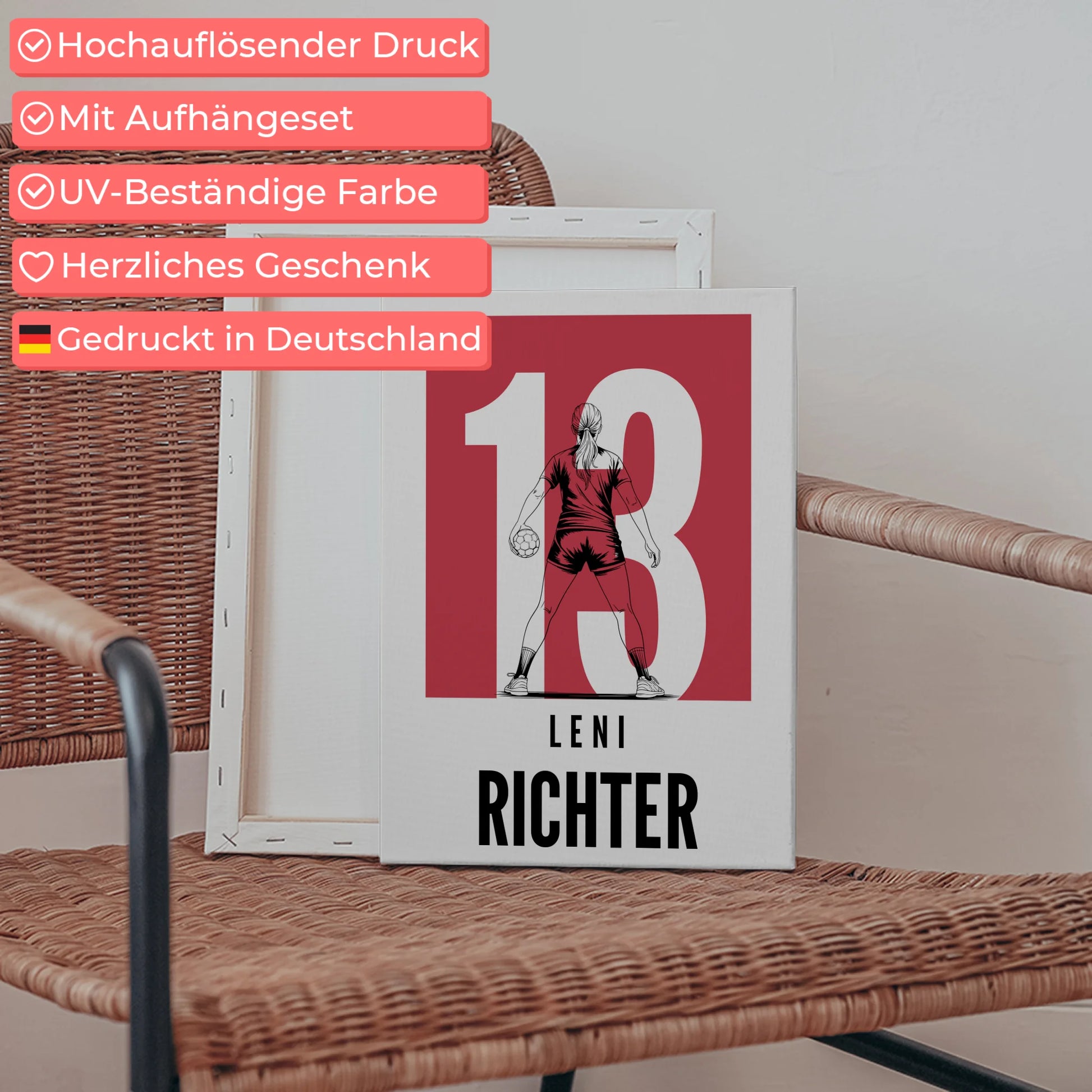 Personalisierte Leinwand Handball Handballerin Geschenk für Mädchen Turnier Urkunde 5