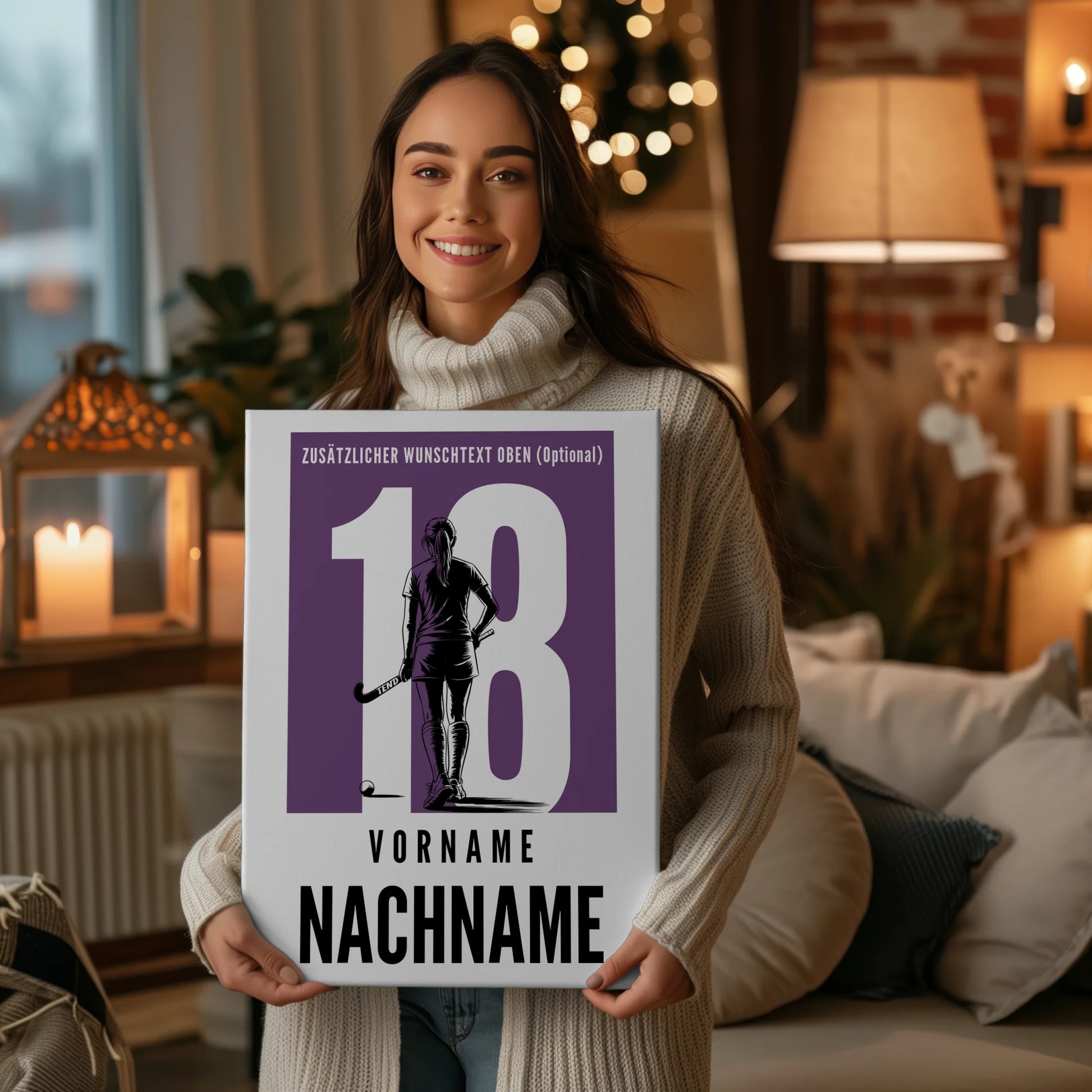 Leinwand Feldhockey Feldhockeyspielerin Geschenk für Mädchen Turnier Urkunde 2