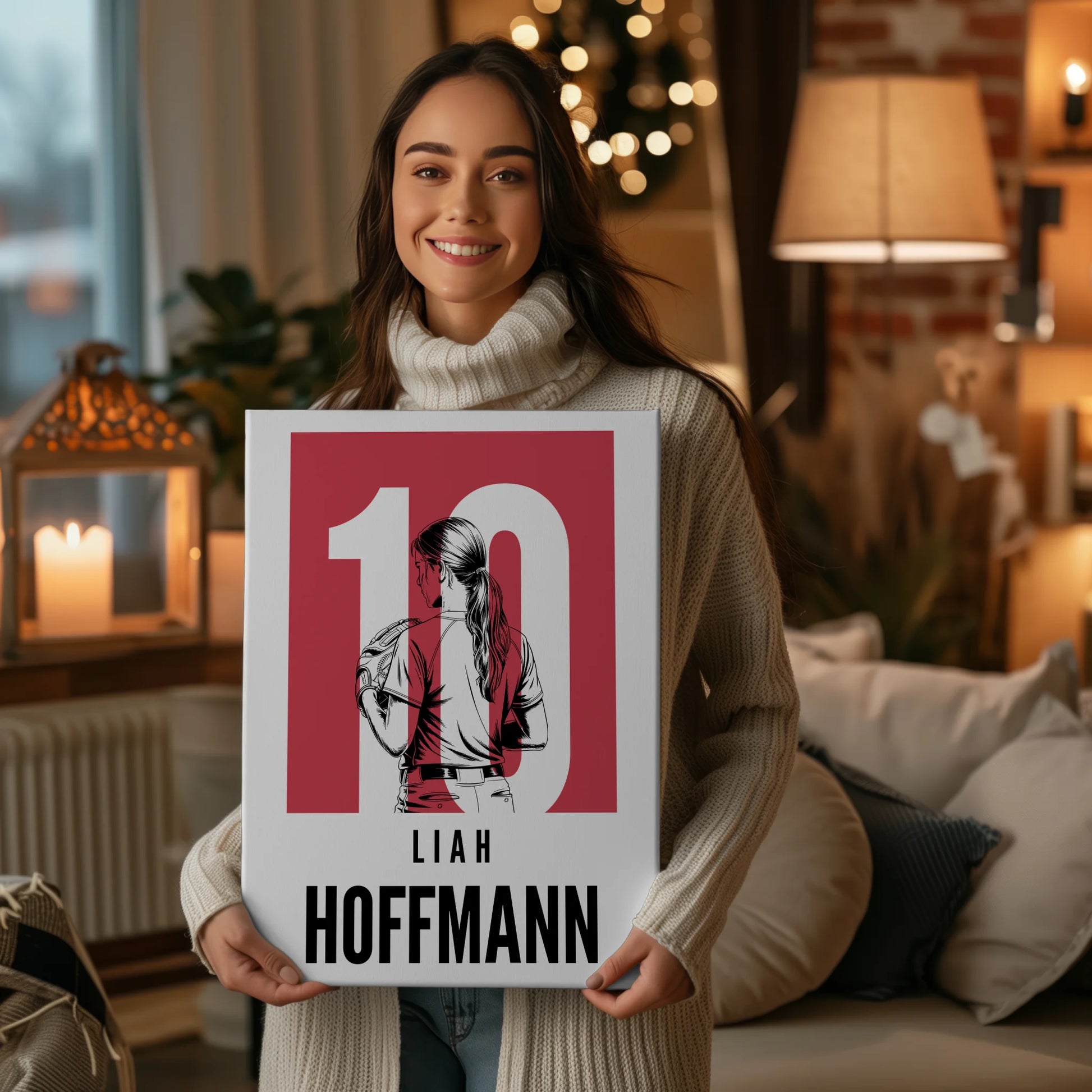 Personalisierte Leinwand Softball Softballspielerin Geschenk für Tocher Freundin 2