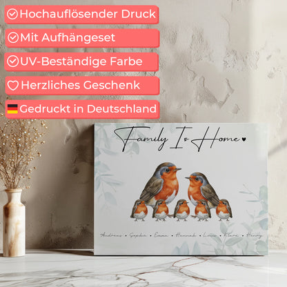 Personalisierte Familien Leinwand Rotkehlchen Familienporträt Geschenk für Mama Papa Oma Opa 7