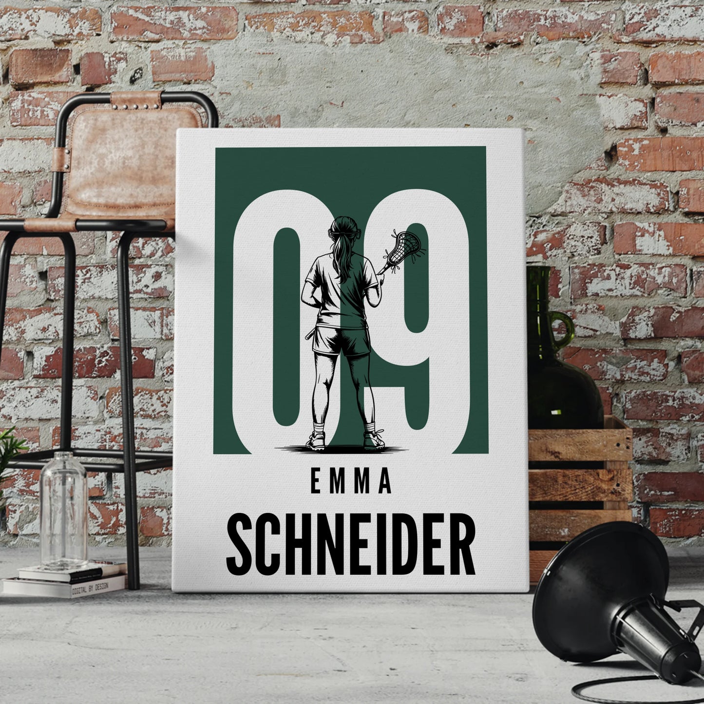 Personalisierte Leinwand Lacrosse Lacrossespielerin Geschenk für Mädchen Turnier 4