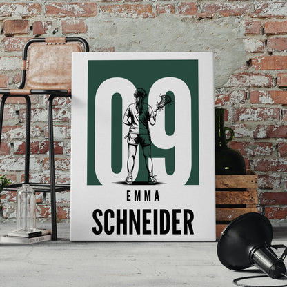 Personalisierte Leinwand Lacrosse Lacrossespielerin Geschenk für Mädchen Turnier 4