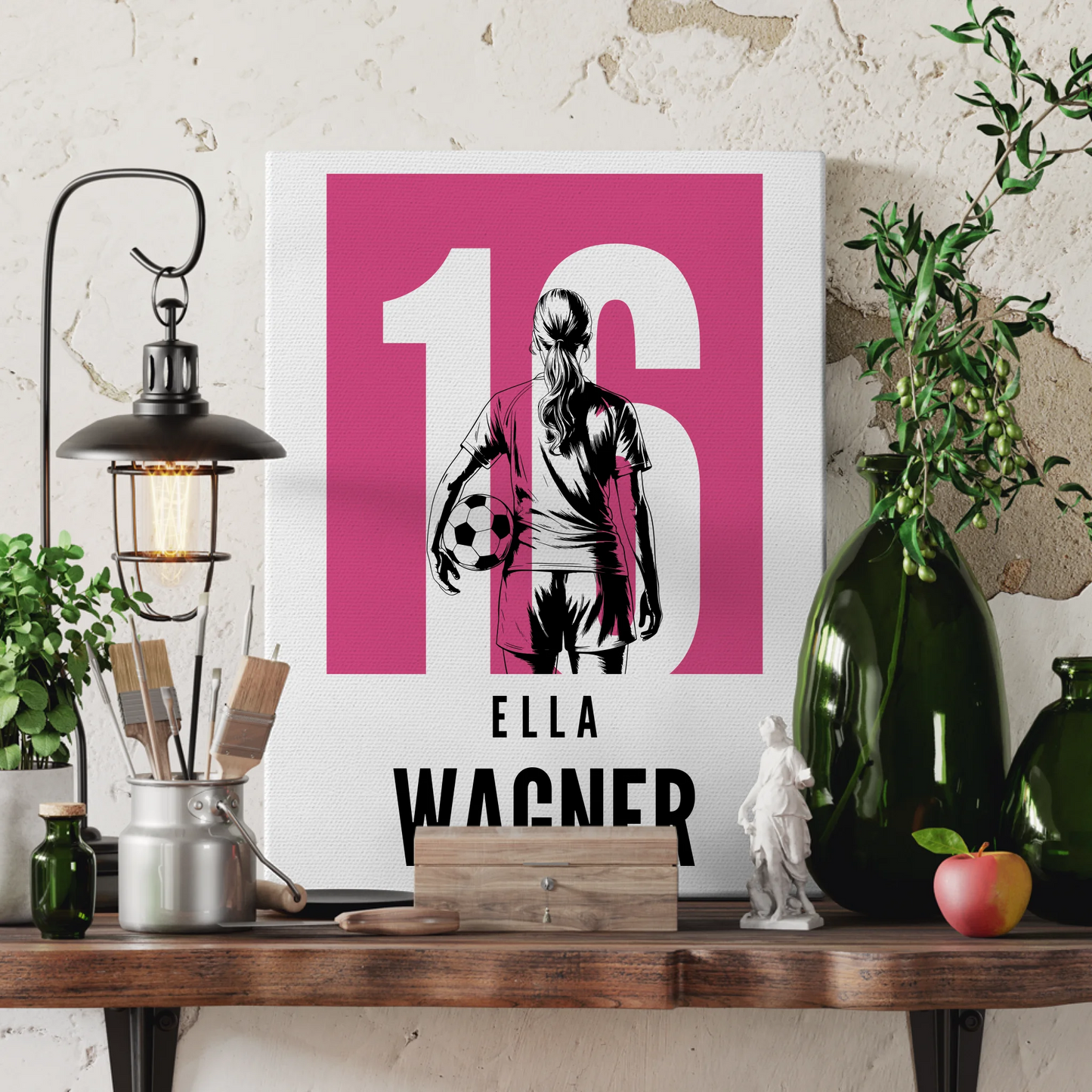 Personalisierte Leinwand Fußball Fußballerin Geschenk für Tocher Mama Tante Freundin 3