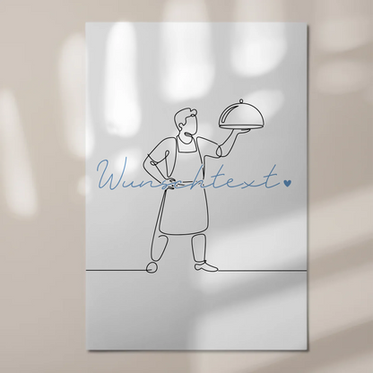 Lineart Fotoboard Magnet Wandbild Restaurantfachmann Geschenk Sohn & Bruder 1