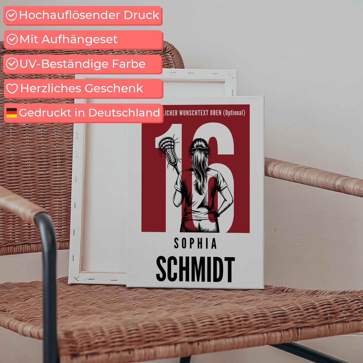 Leinwand Lacrosse Lacrossespielerin Geschenk für Tochter 5