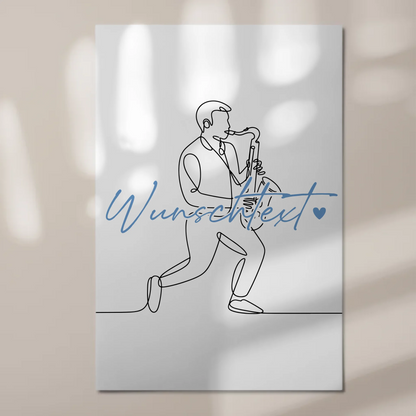 Personalisiertes Fotoboard Magnetisch Lineart Saxophon Geschenk Sohn & Bruder 1