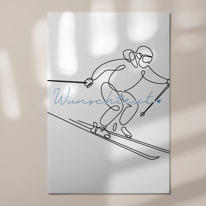 Personalisiertes Fotoboard Magnetisch Lineart Skifahren Geschenk Sohn & Bruder 1