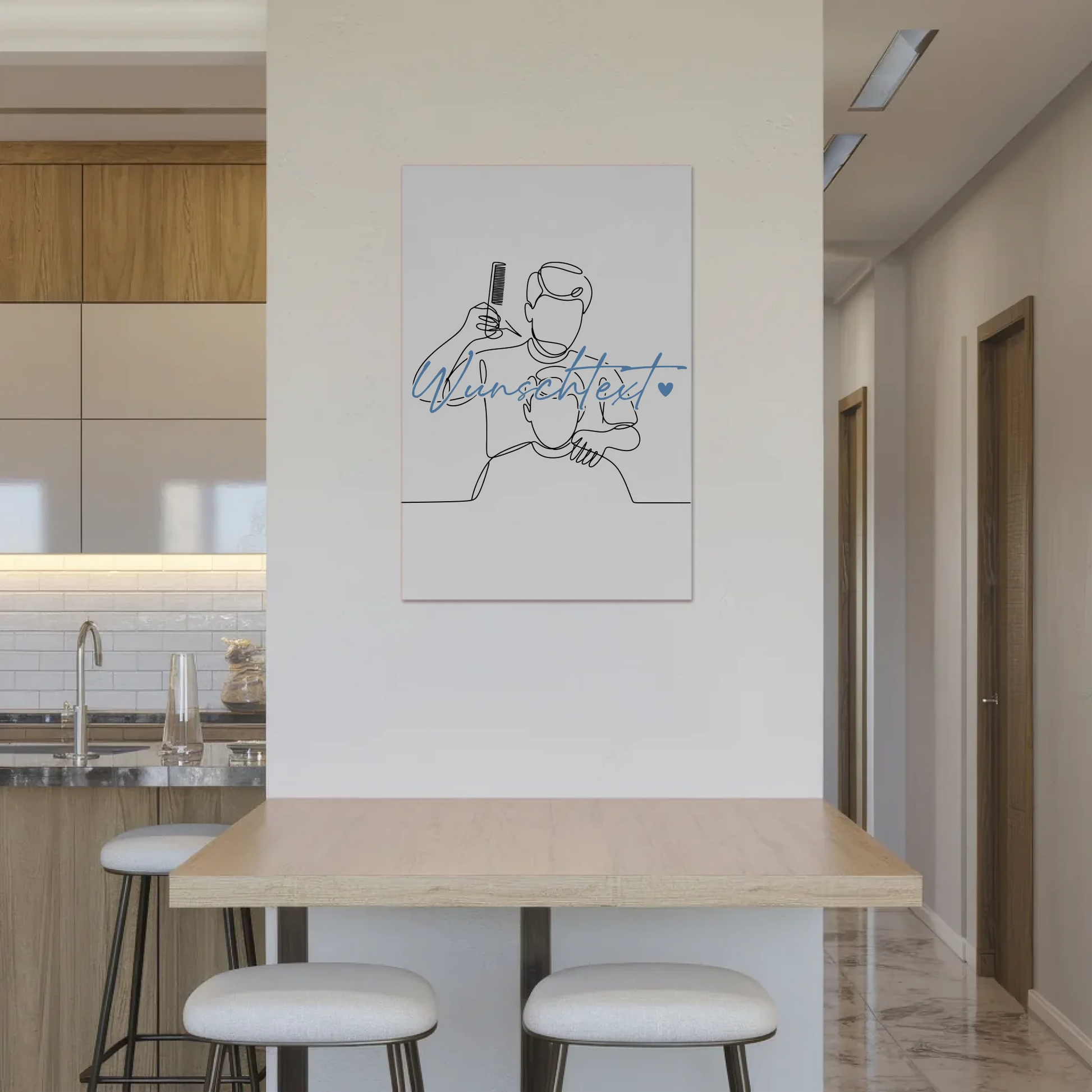 Personalisiertes Fotoboard Magnetisch Lineart Friseur Geschenk Sohn & Bruder 2
