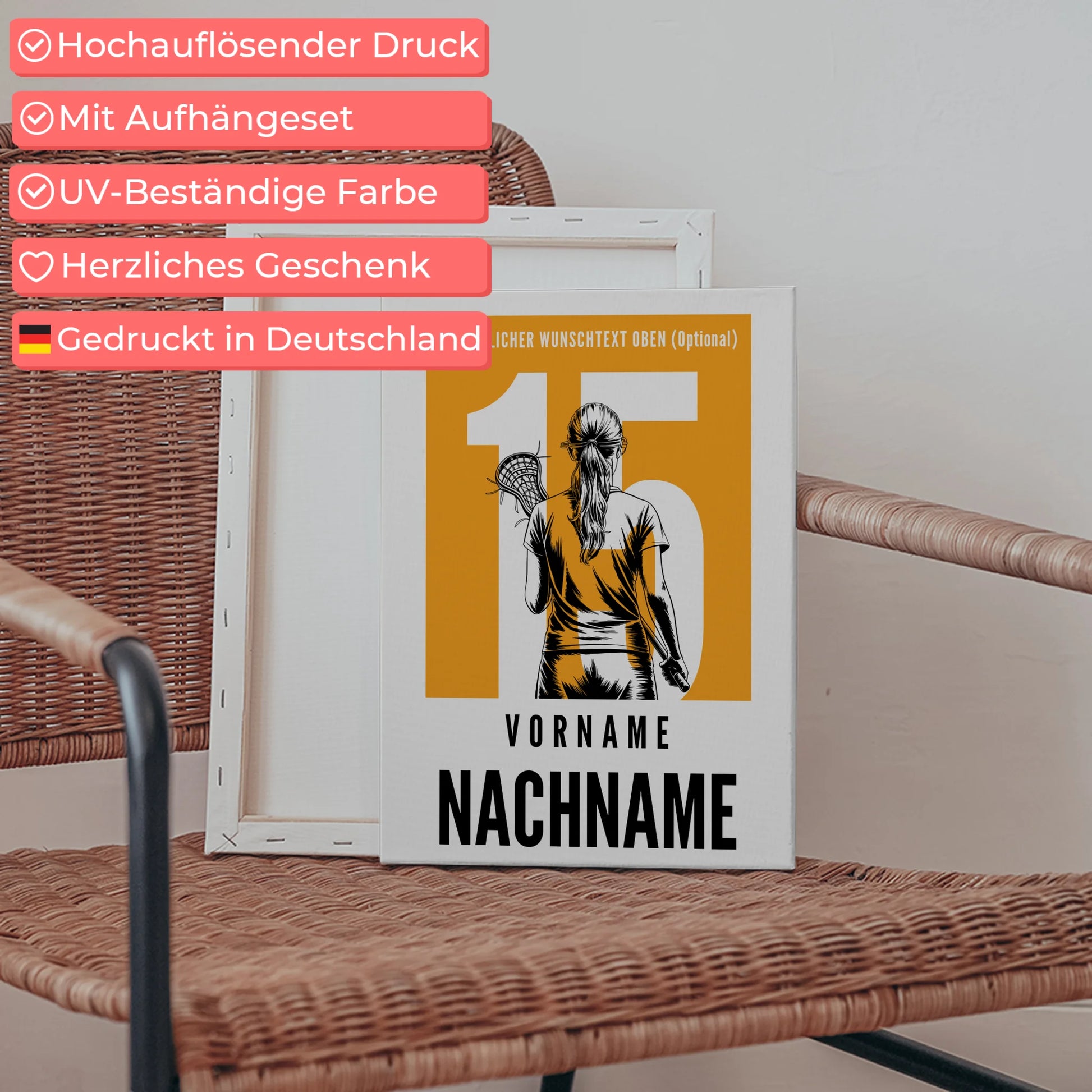 Leinwand Personalisiert Lacrosse Lacrossespielerin Geschenk für Tocher Mama Tante Freundin 5
