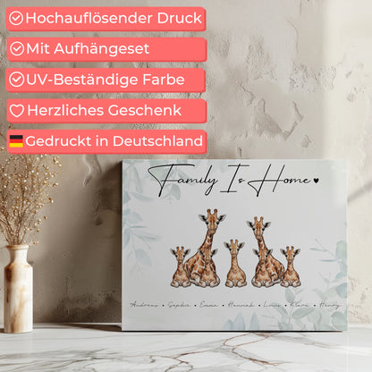 Leinwand Familie Namen Giraffe Familienporträt Geschenk für Oma Opa Mama Papa 7