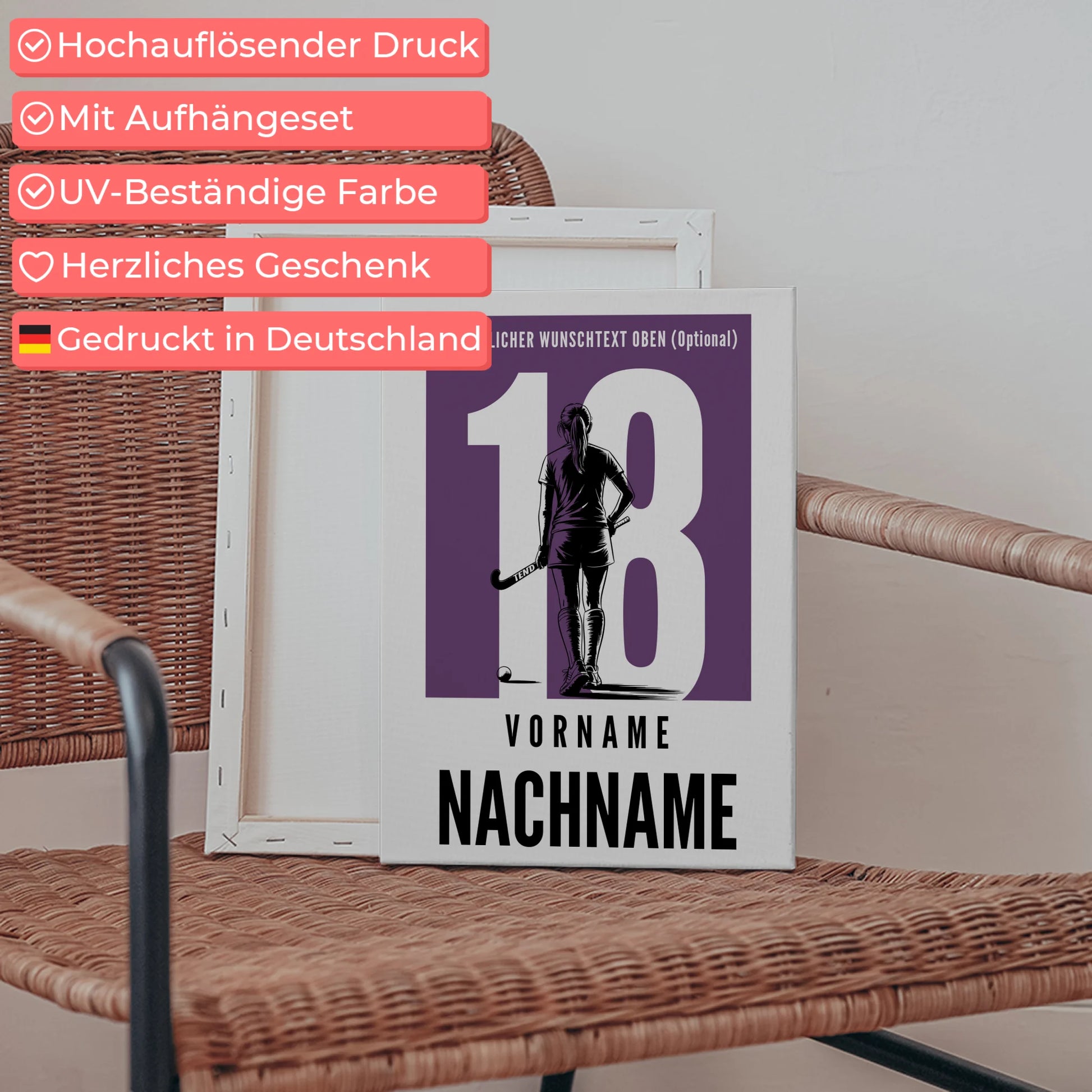 Leinwand Feldhockey Feldhockeyspielerin Geschenk für Mädchen Turnier Urkunde 5