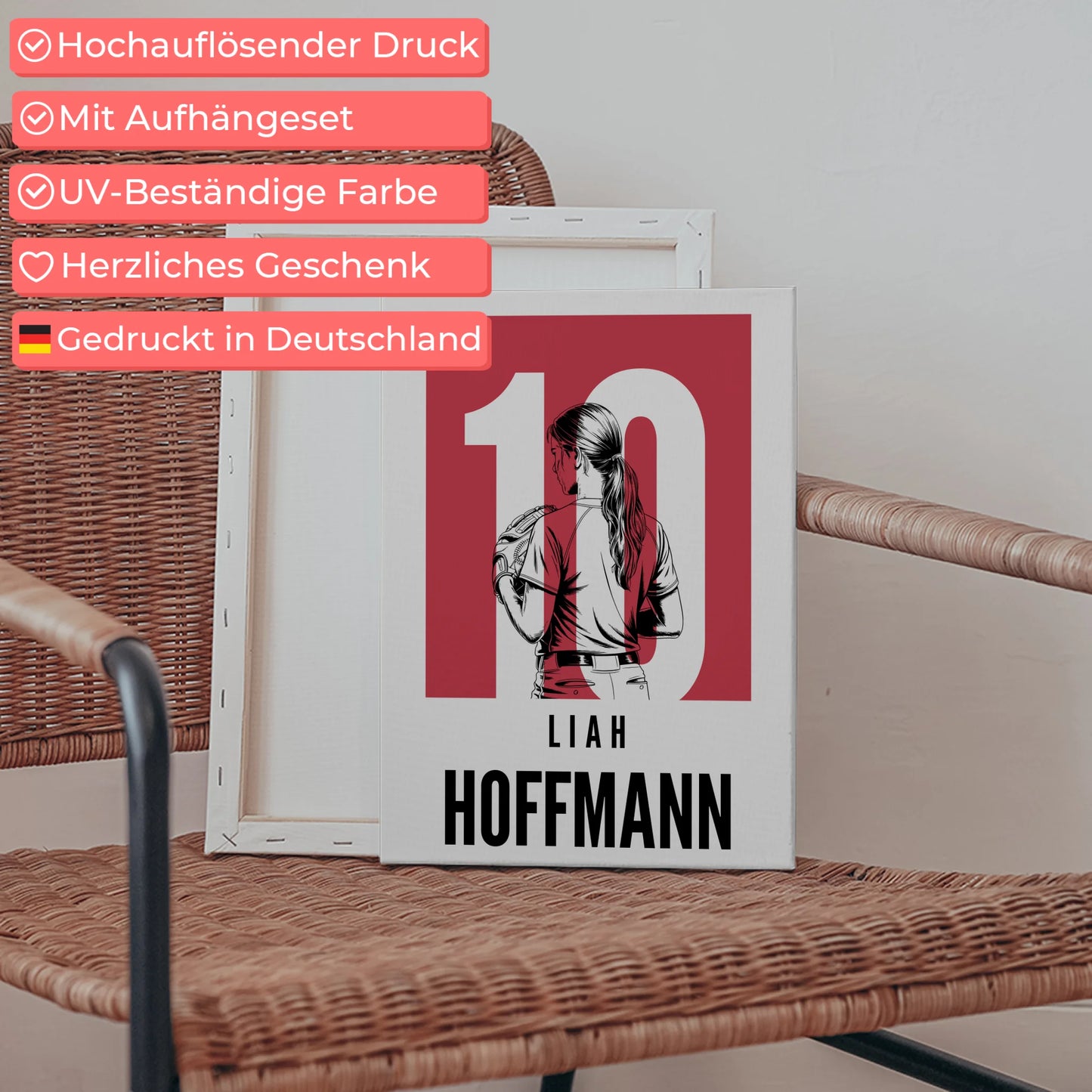 Personalisierte Leinwand Softball Softballspielerin Geschenk für Tocher Freundin 5