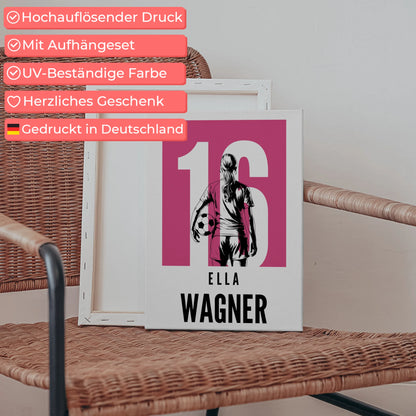 Personalisierte Leinwand Fußball Fußballerin Geschenk für Tocher Mama Tante Freundin 5