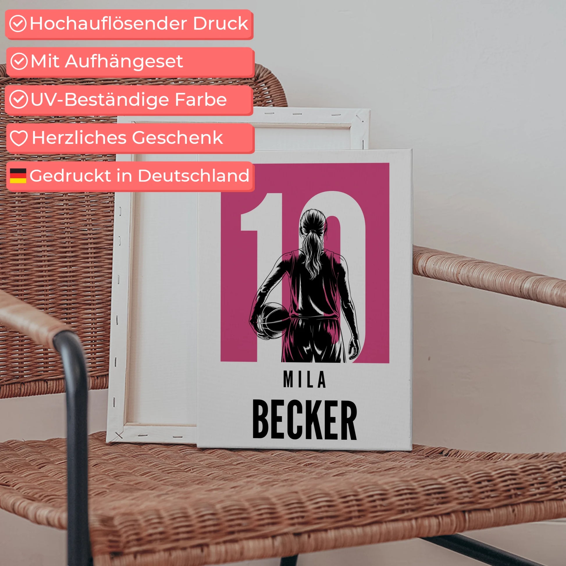 Personalisierte Leinwand Basketball Basketballerin Geschenk für Mädchen Turnier 5