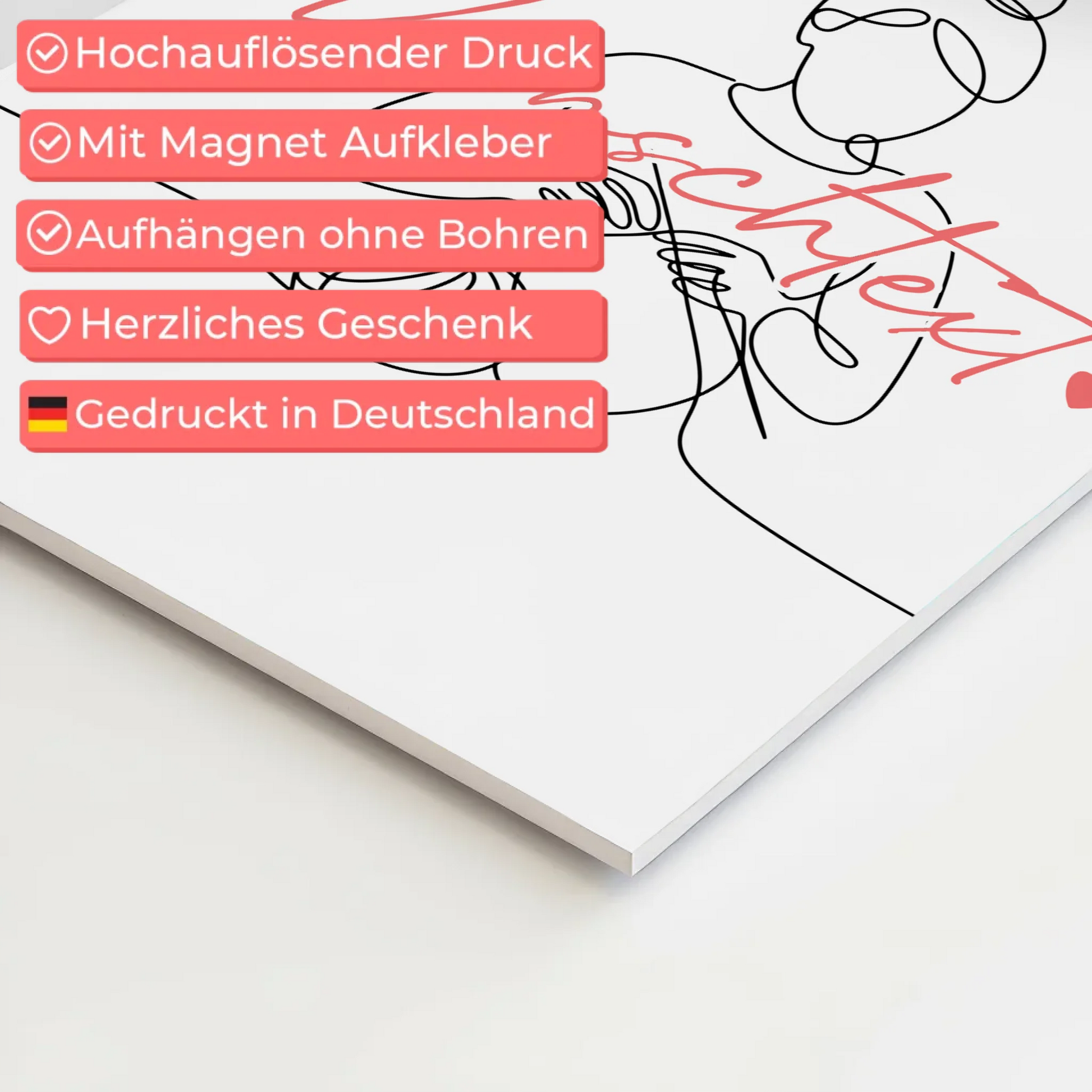 Lineart Fotoboard Magnet Wandbild Stricken Geschenk Tochter & Schwester 4