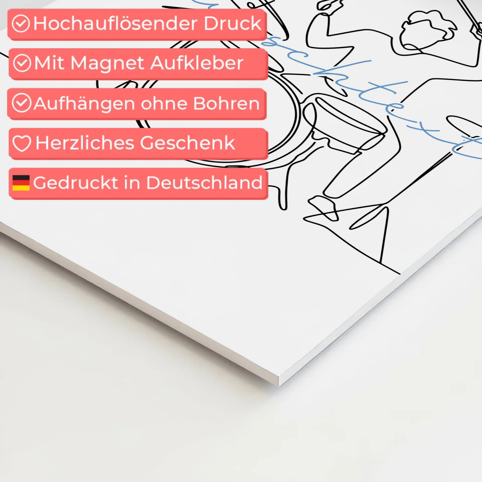 Lineart Fotoboard Magnetisch Personalisiert Schlagzeug Geschenk Sohn & Bruder 4