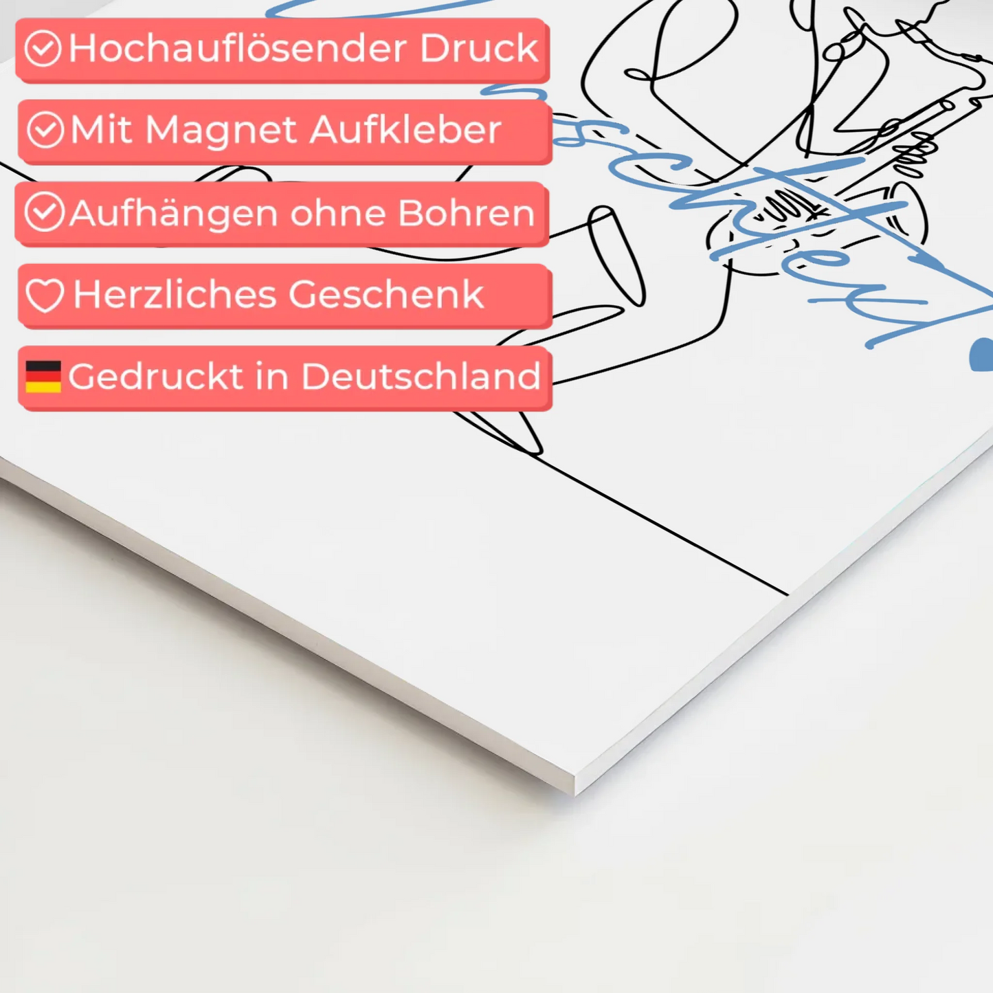 Personalisiertes Fotoboard Magnetisch Lineart Saxophon Geschenk Sohn & Bruder 4