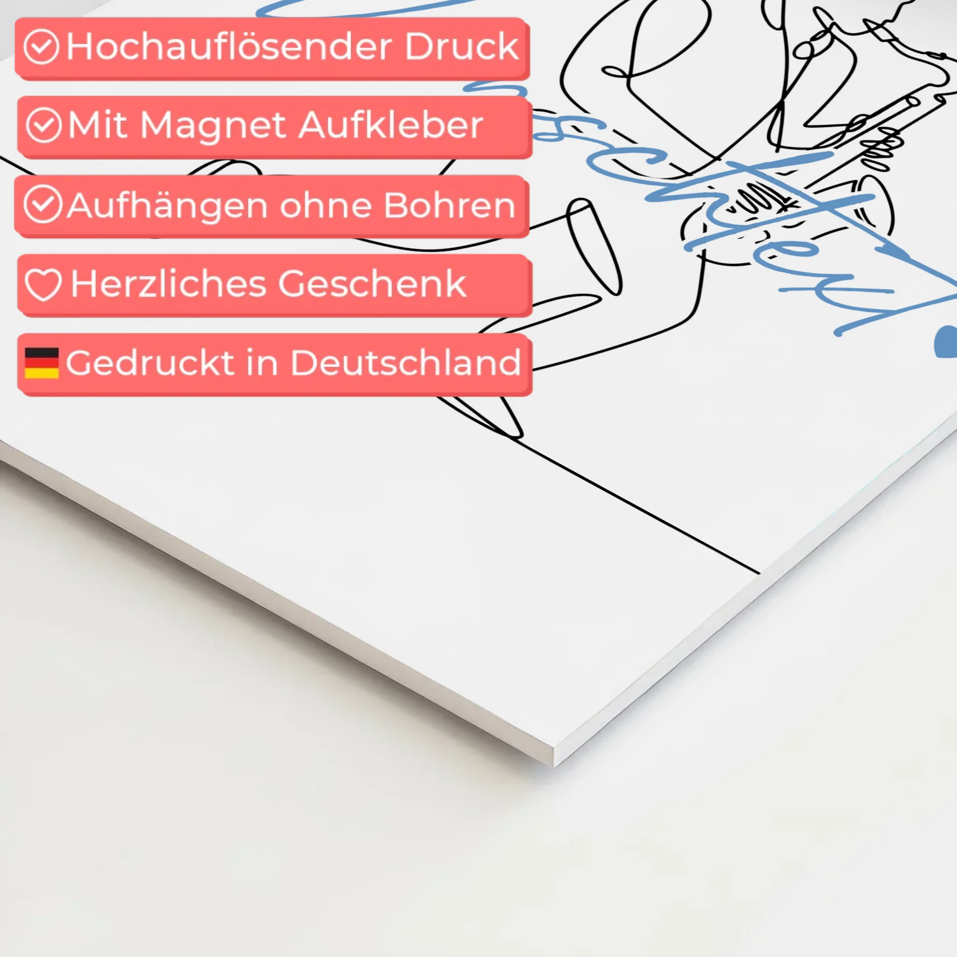 Personalisiertes Fotoboard Magnetisch Lineart Saxophon Geschenk Sohn & Bruder 4
