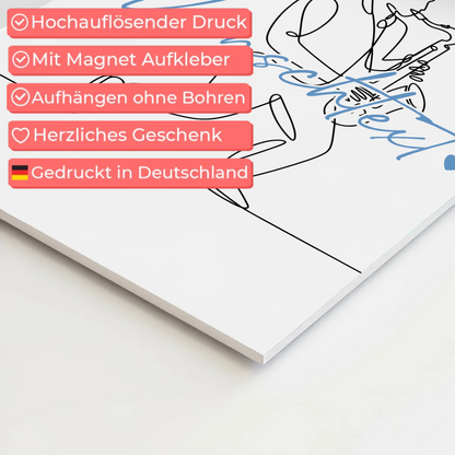 Personalisiertes Fotoboard Magnetisch Lineart Saxophon Geschenk Sohn & Bruder 4