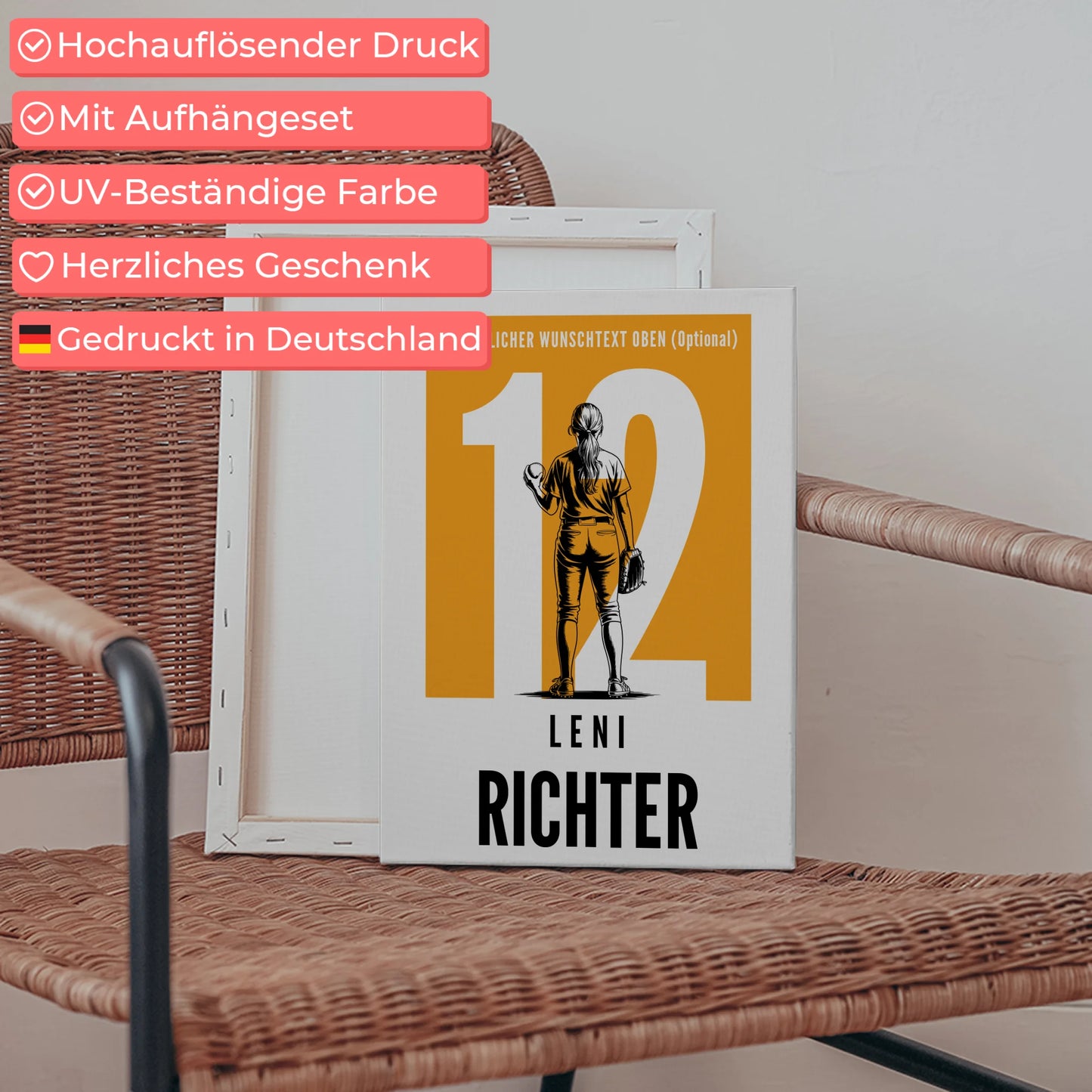 Leinwand Personalisiert Softball Softballspielerin Geschenk für Tochter 5