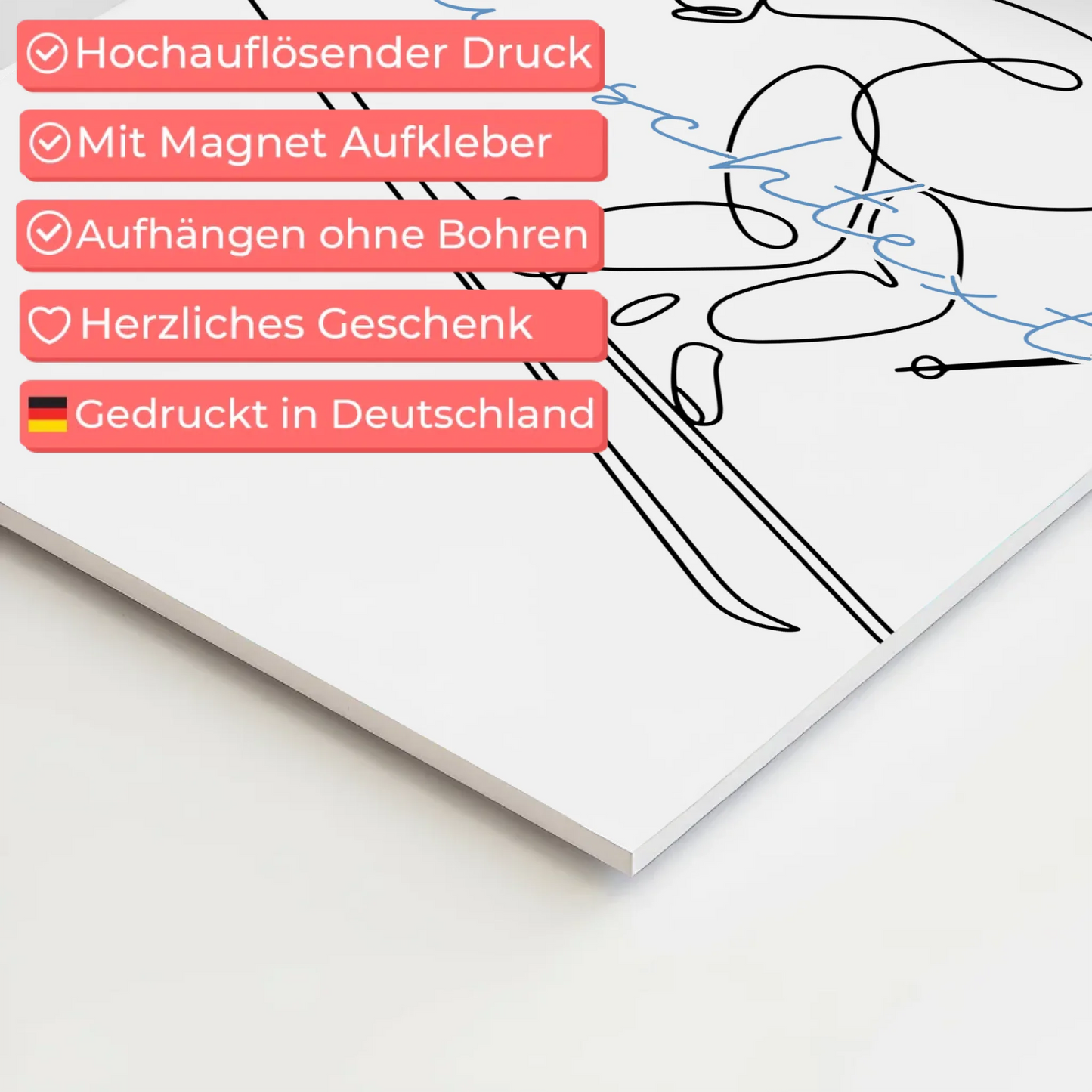 Personalisiertes Fotoboard Magnetisch Lineart Skifahren Geschenk Sohn & Bruder 4