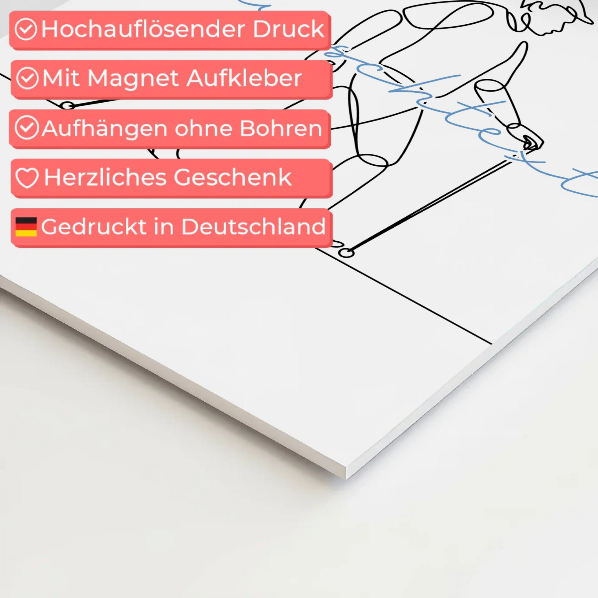 Lineart Fotoboard Magnet Wandbild Wandern Geschenk Sohn & Bruder 4