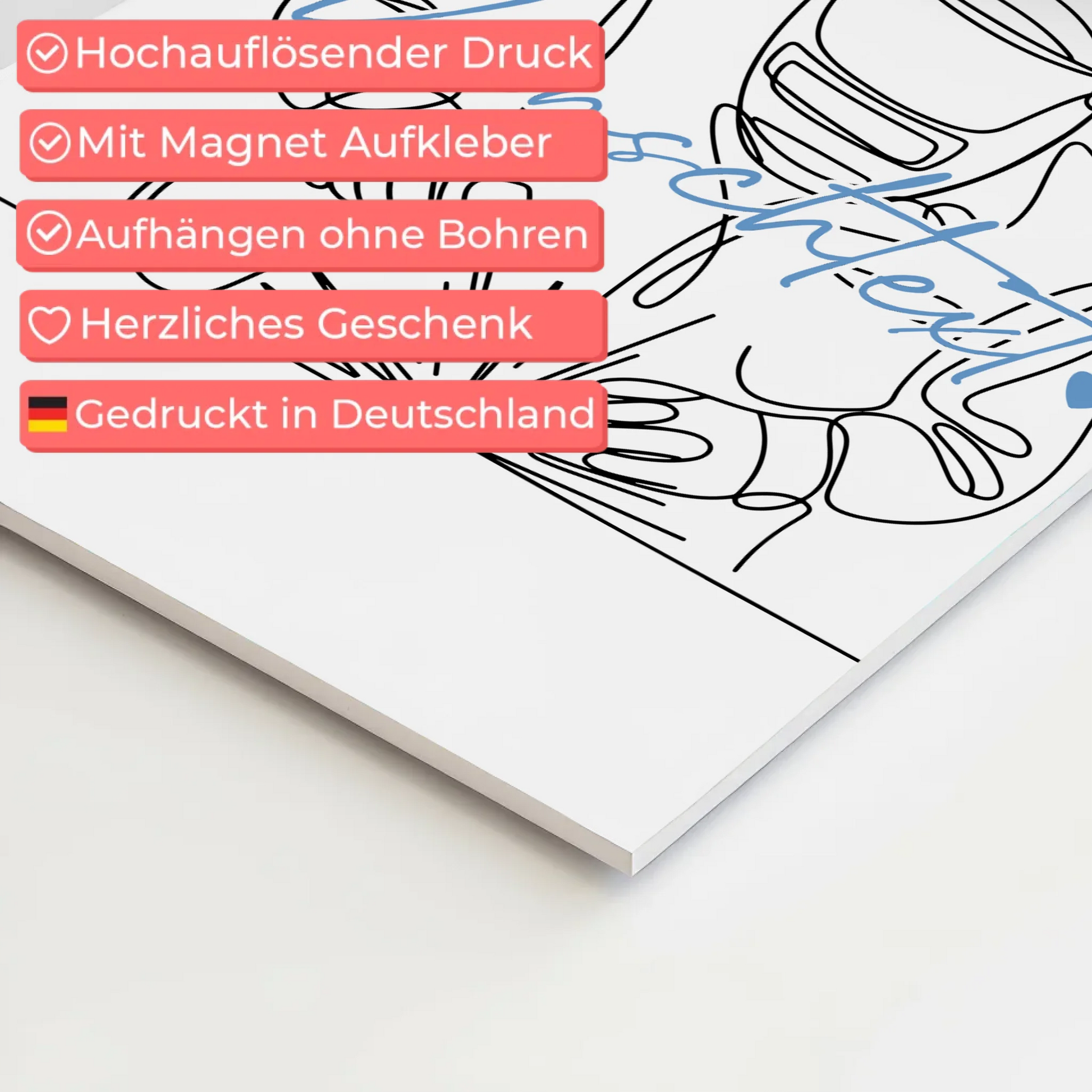 Lineart Fotoboard Magnet Wandbild Schweißer Geschenk Sohn & Bruder 4