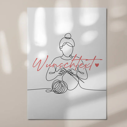 Lineart Fotoboard Magnet Wandbild Stricken Geschenk Tochter & Schwester 7