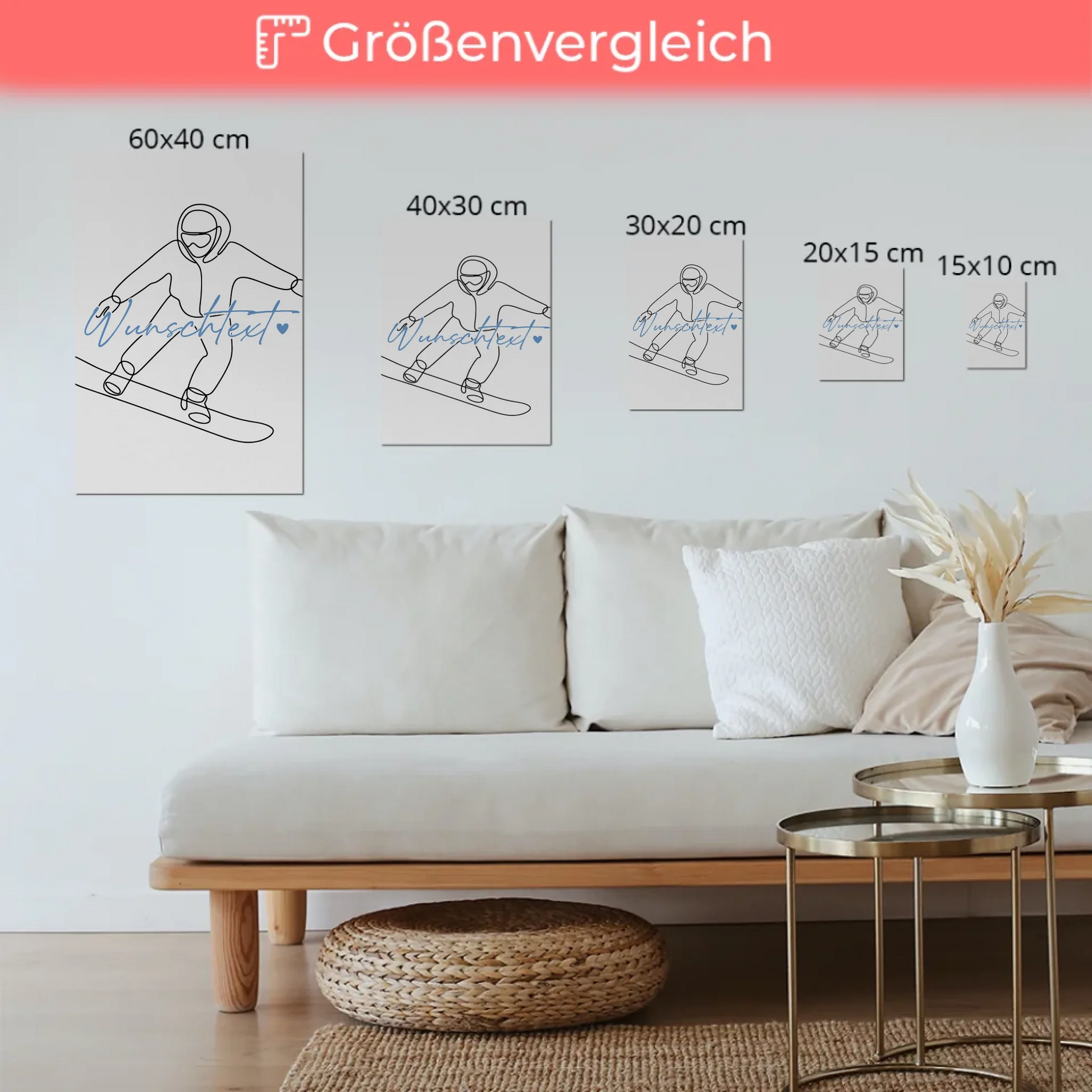 Lineart Fotoboard Magnetisch Personalisiert Snowboarden Geschenk Sohn & Bruder 6
