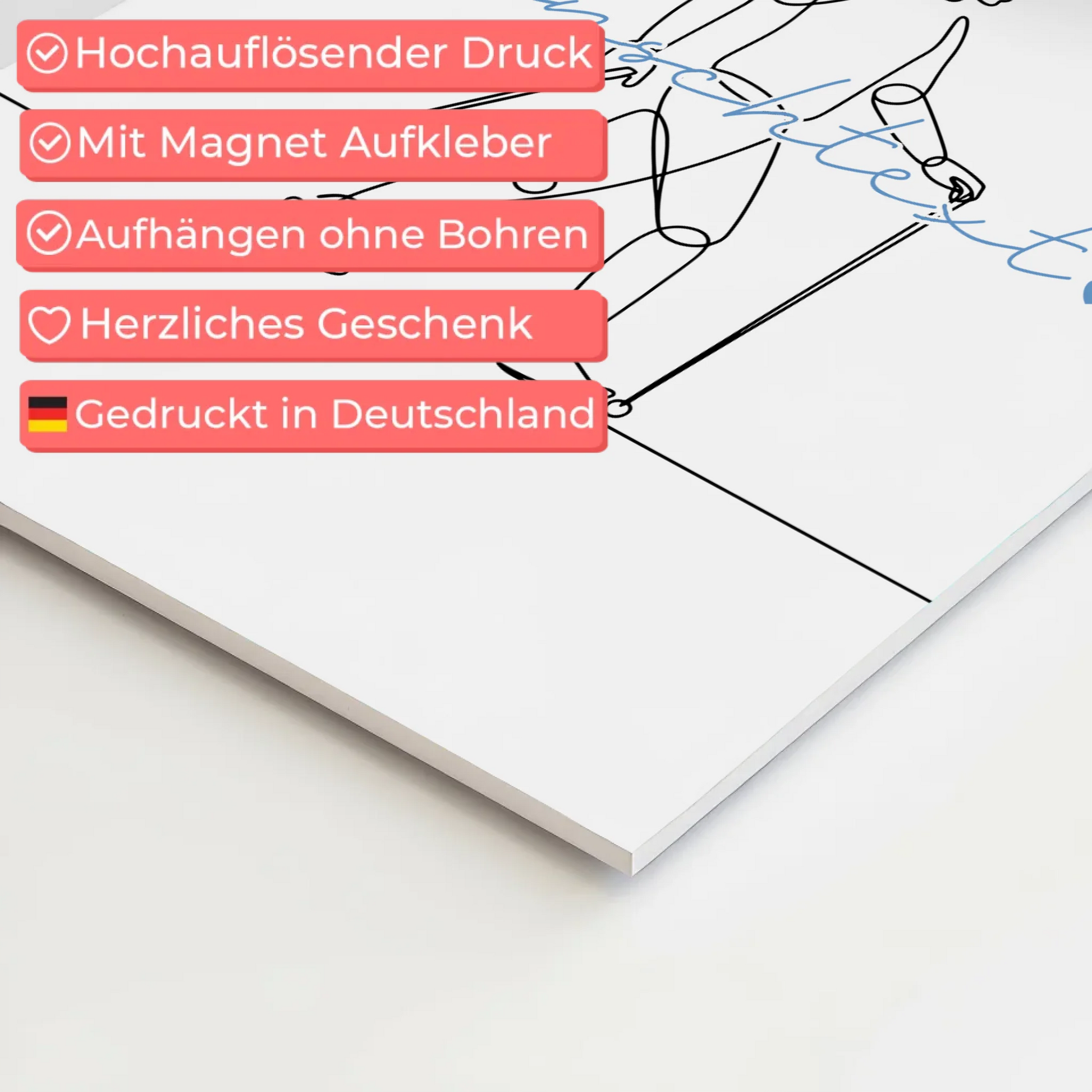 Lineart Fotoboard Magnet Wandbild Wandern Geschenk Sohn & Bruder 10