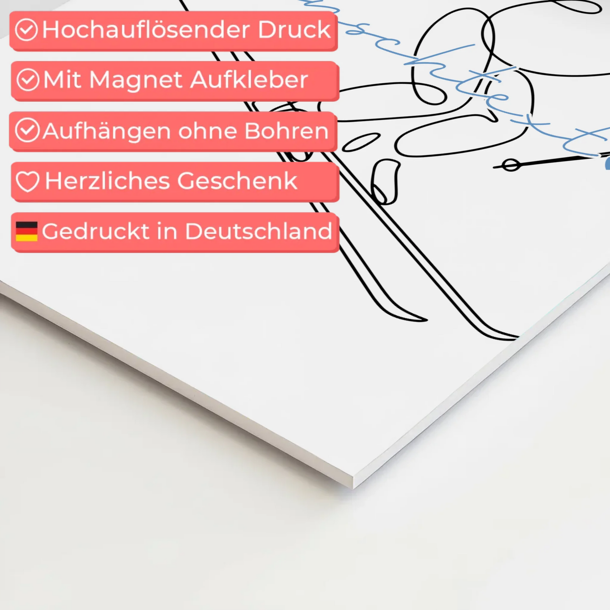 Personalisiertes Fotoboard Magnetisch Lineart Skifahren Geschenk Sohn & Bruder 10